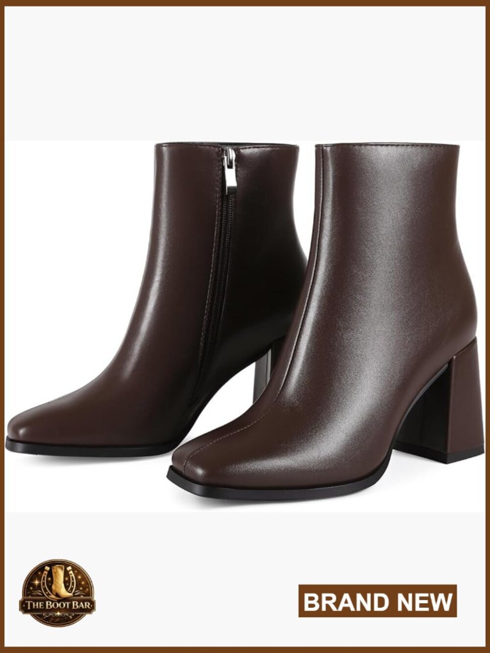 Chunky Block Heel Square Toe Ankle Booties Dressy Mid Heel Boots